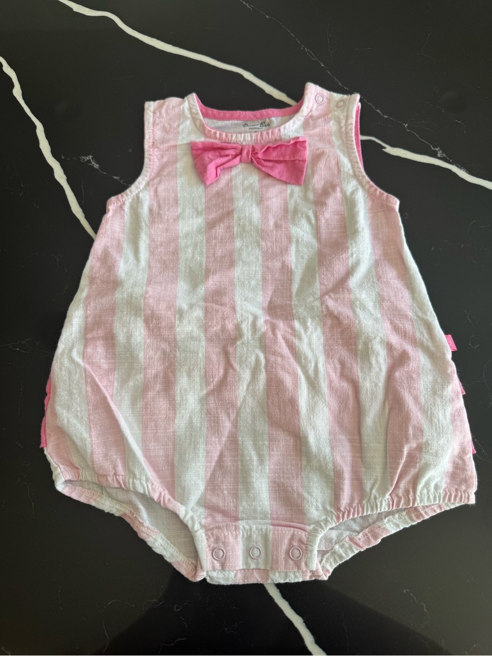 Pink & White Striped Baby Romper with Bow